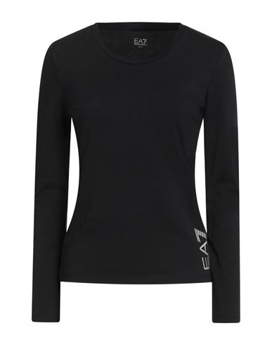 Ea7 Woman T-shirt Black Size M Cotton, Elastane In Black