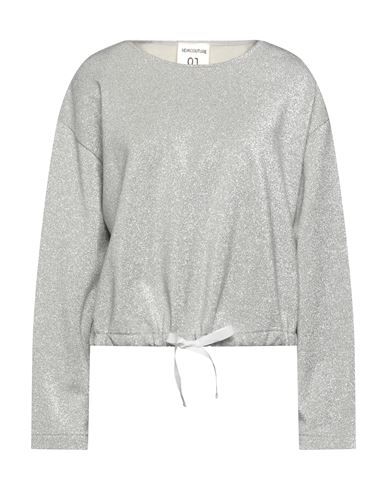 Semicouture Woman Sweatshirt Silver Size L Cotton, Polyester, Polyamide