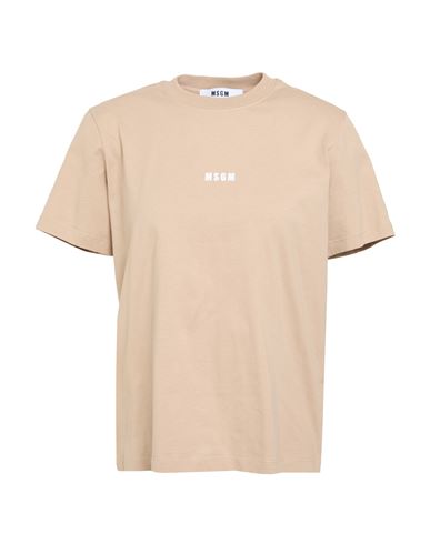 Msgm Woman T-shirt Beige Size Xs Cotton In Neutral