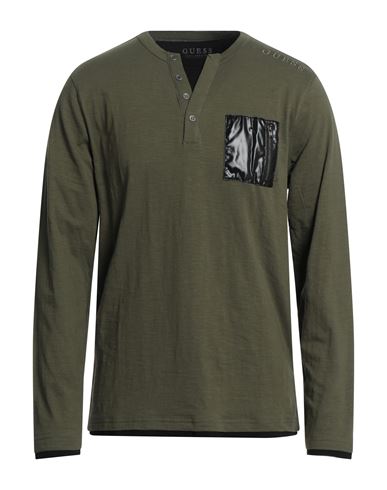 Shop Guess Man T-shirt Military Green Size L Cotton