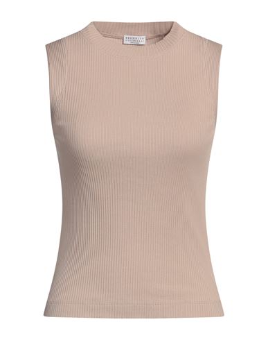 Brunello Cucinelli Woman T-shirt Beige Size S Cotton, Brass In Beige
