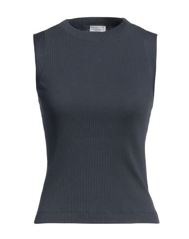 Shop Brunello Cucinelli Woman Sweater Navy Size 3xl Cotton In Navy Blue