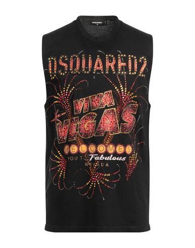 Dsquared2 Man T-shirt Black Size M Cotton, Glass