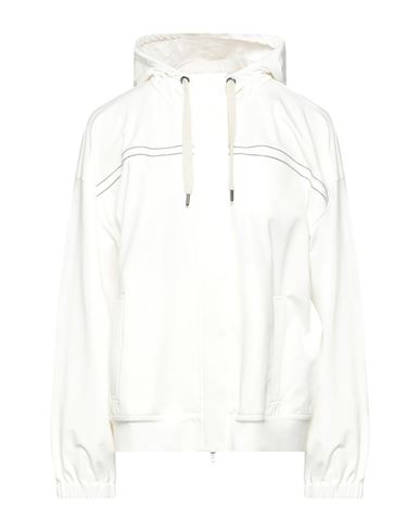 Brunello Cucinelli Woman Sweatshirt Cream Size M Cotton, Elastane, Ecobrass In White