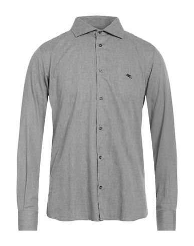 Etro Man Shirt Grey Size 18 Cotton