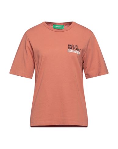 Dsquared2 Woman T-shirt Apricot Size L Cotton In Orange