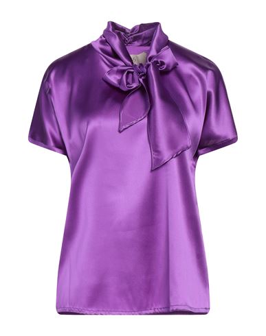 Jucca Woman Top Purple Size 8 Silk, Elastane