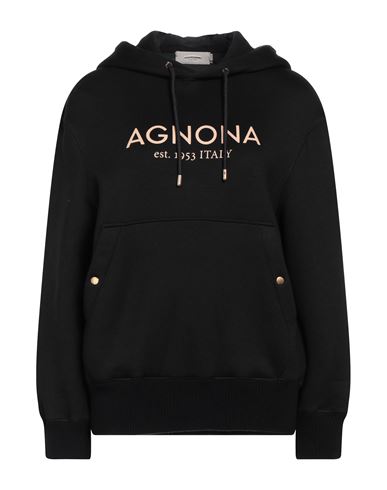 Agnona Woman Sweatshirt Black Size 12 Cotton, Silk, Cashmere, Wool