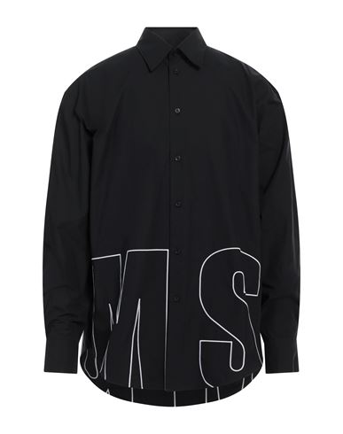 Msgm Man Shirt Black Size 17 Cotton