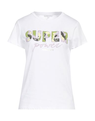 Patrizia Pepe Woman T-shirt White Size 1 Cotton, Glass, Polyester