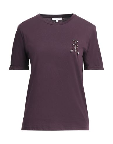 Patrizia Pepe Woman T-shirt Deep Purple Size 1 Cotton, Polyester, Glass