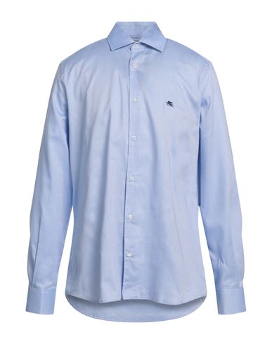 Shop Etro Man Shirt Sky Blue Size 17 Cotton
