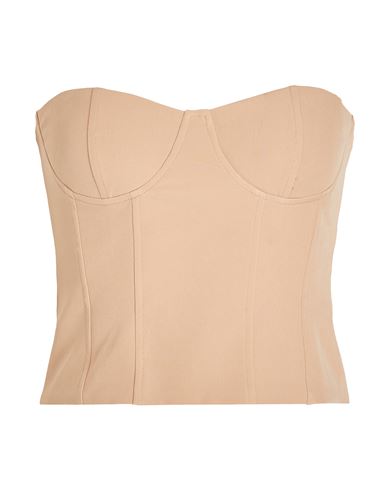 8 By Yoox Bustier Corset Top Woman Top Beige Size 10 Polyester, Elastane