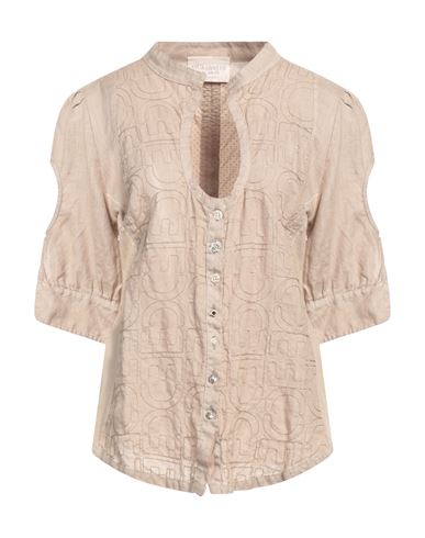 Elisa Cavaletti By Daniela Dallavalle Woman Shirt Khaki Size 8 Linen, Cotton, Viscose, Elastane In Beige