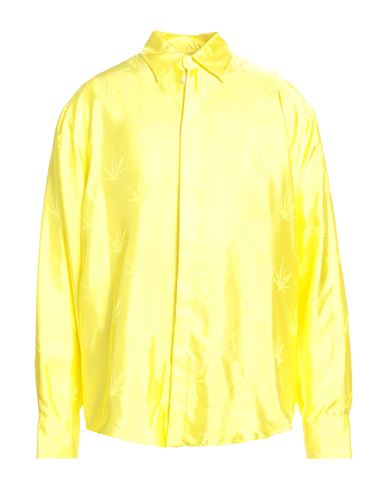 Msgm Man Shirt Yellow Size 17 Viscose