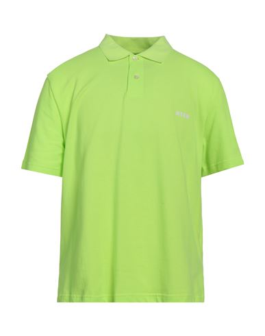 Msgm Man Polo Shirt Acid Green Size 42 Cotton