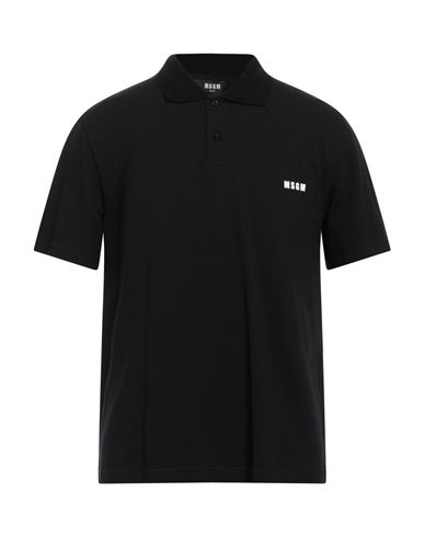 Msgm Man Polo Shirt Black Size 42 Cotton
