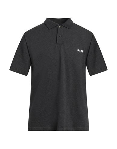Msgm Man Polo Shirt Lead Size 42 Cotton In Grey