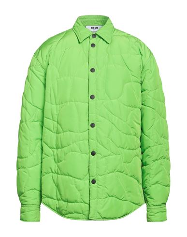 Msgm Man Shirt Acid Green Size 16 Polyester