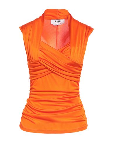 Msgm Woman T-shirt Orange Size 8 Acetate
