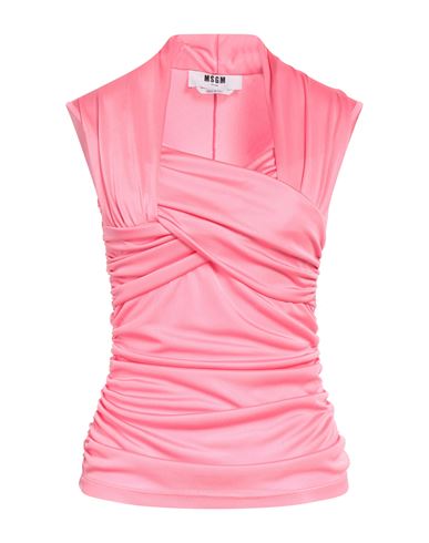 Msgm Woman T-shirt Fuchsia Size 8 Acetate In Pink