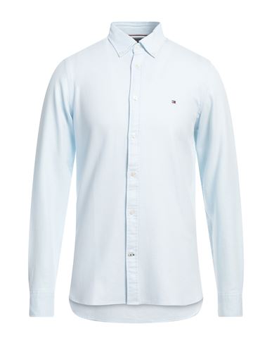 Tommy Hilfiger Man Shirt Sky Blue Size S Cotton, Elastane