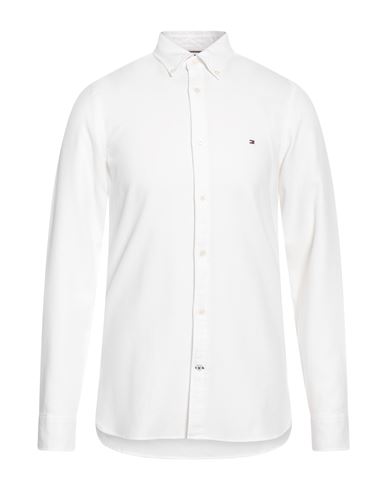 Tommy Hilfiger Core Logo-embroidered Regular-fit Cotton-poplin Shirt In White