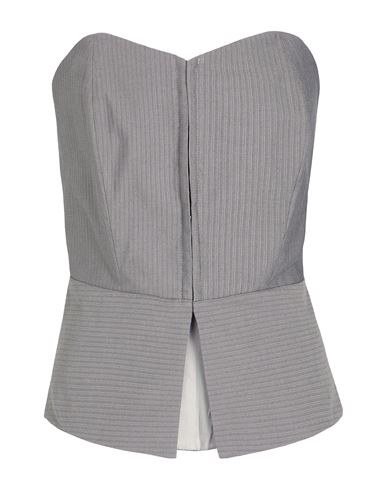 8 By Yoox Corset Top W/ Front Hooks Woman Top Grey Size 8 Cotton