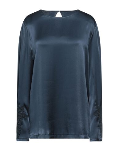 Ermanno Di Ermanno Scervino Woman Top Midnight Blue Size 10 Acetate, Silk, Polyester