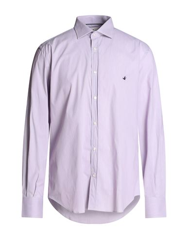 Brooksfield Man Shirt Light Purple Size 15 ¾ Cotton, Polyamide, Elastane