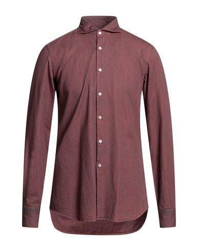 Alessandro Gherardi Man Denim Shirt Brick Red Size L Cotton