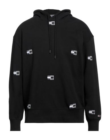 Tommy Jeans Man Sweatshirt Black Size Xs Cotton In Black