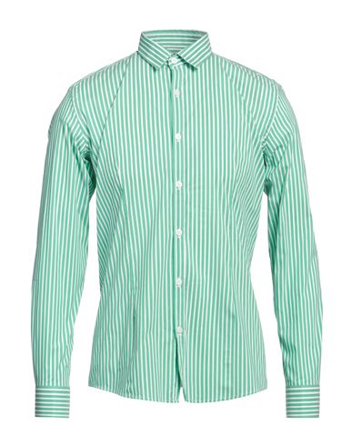 Daniele Alessandrini Homme Man Shirt Green Size 15 ¾ Cotton, Polyamide, Elastane