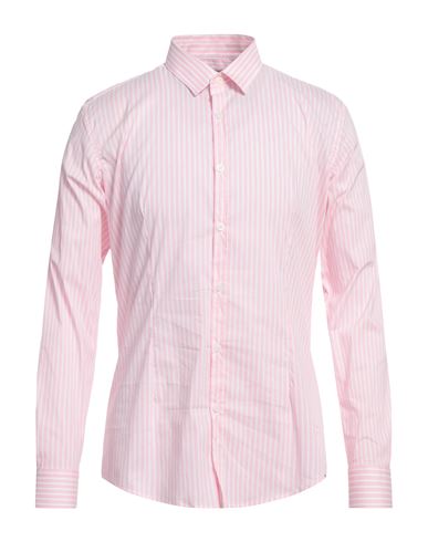 Daniele Alessandrini Homme Man Shirt Pink Size 16 Cotton, Polyamide, Elastane