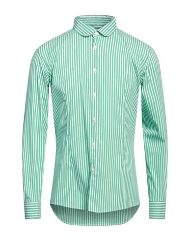 Daniele Alessandrini Homme Man Shirt Green Size 17 ½ Cotton, Polyamide, Elastane