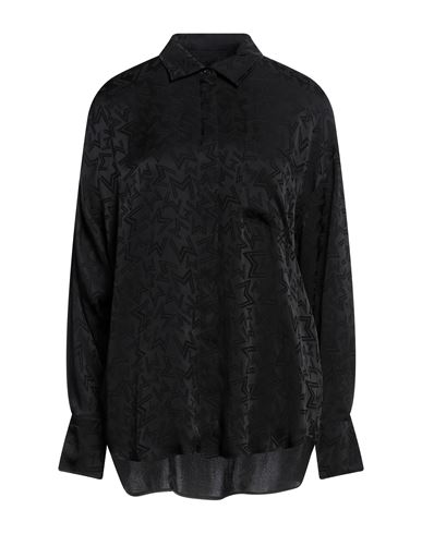 Msgm Woman Shirt Black Size 6 Acetate, Silk