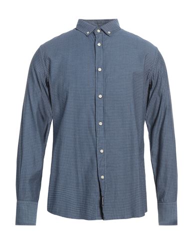 Three Stroke Man Shirt Slate Blue Size M Cotton, Elastane In Blue