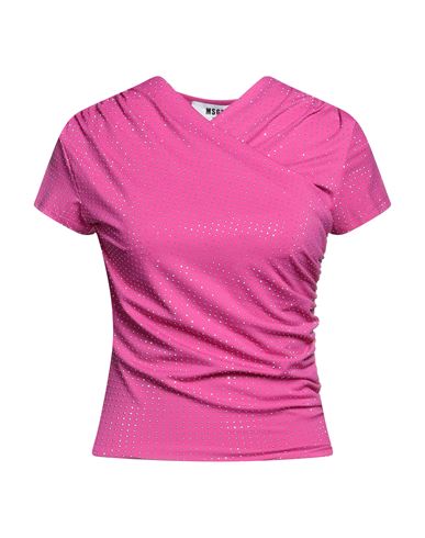 Msgm Woman T-shirt Fuchsia Size S Polyamide, Elastane In Pink