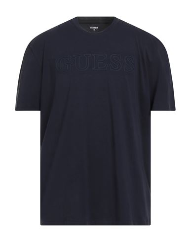 Guess Man T-shirt Navy Size Xxl Cotton, Elastane, Organic Cotton In Blue