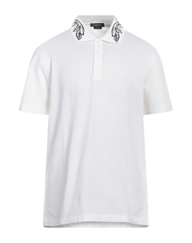 Shop Versace Man Polo Shirt White Size Xxl Cotton, Viscose