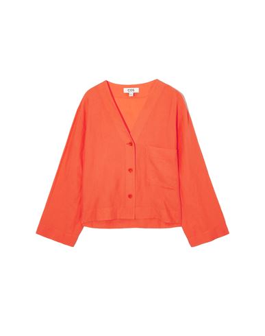 Cos Woman Shirt Orange Size L Linen, Cotton