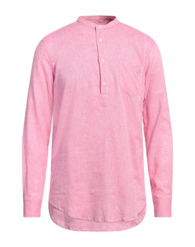 Shop Daniele Alessandrini Homme Man Shirt Pink Size 16 Linen, Cotton
