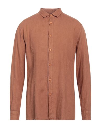 Shop Daniele Alessandrini Homme Man Shirt Brown Size 16 ½ Linen