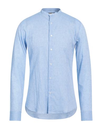 Shop Daniele Alessandrini Homme Man Shirt Sky Blue Size 17 Linen, Cotton
