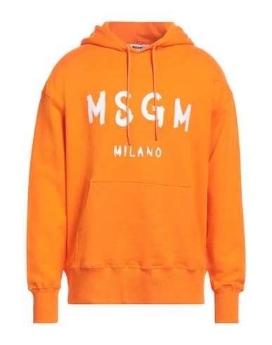 Shop Msgm Man Sweatshirt Orange Size Xl Cotton