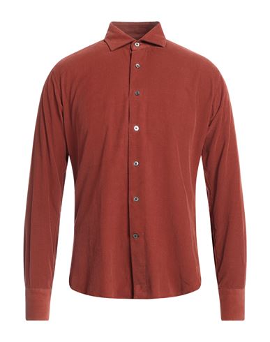 Drumohr Man Shirt Brick Red Size 15 Cotton