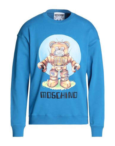 Shop Moschino Man Sweatshirt Bright Blue Size 40 Cotton