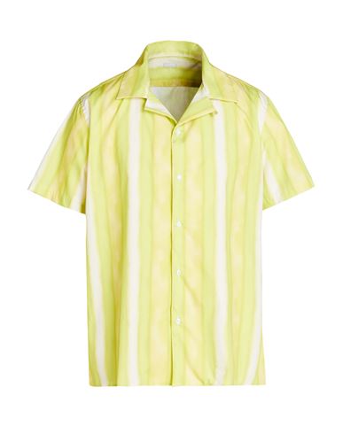 8 By Yoox Printed Camp-collar S/sleeve Oversize Shirt Man Shirt Acid Green Size Xl Cotton