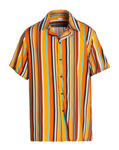 8 By Yoox Printed Camp-collar S/sleeve Oversize Shirt Man Shirt Orange Size M Viscose