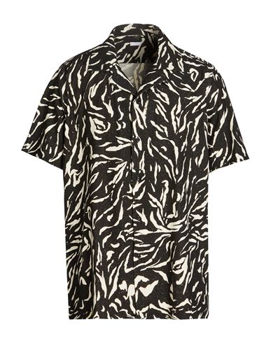 8 By Yoox Silk Printed Camp-collar S/sleeve Oversize Shirt Man Shirt Black Size M Silk